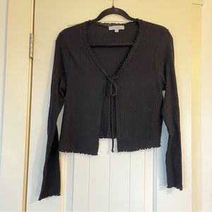 45. GAZE tie front ribbed cardigan
